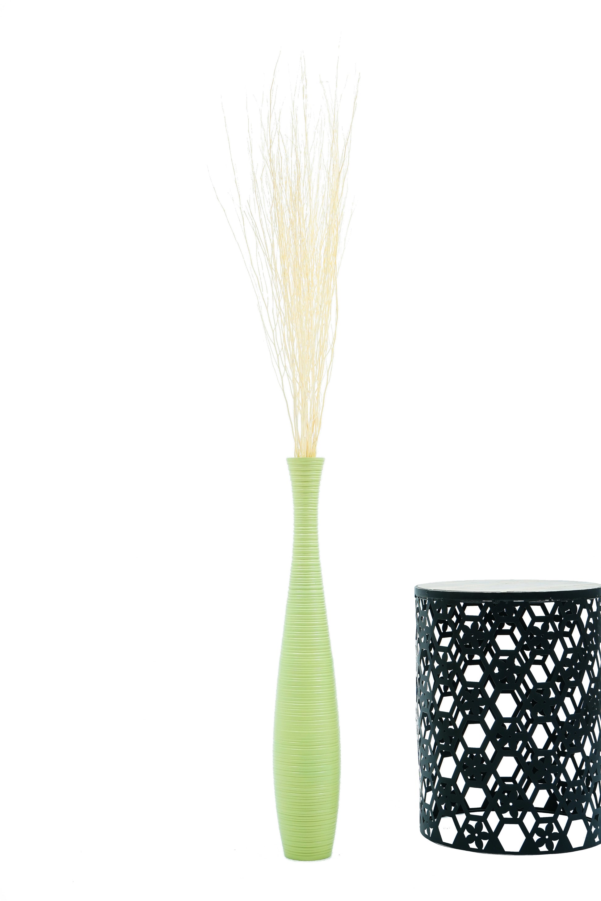 Large Mango Wood Floor Vase – Handcrafted Decorative Highlight from Thailand, 65 cm