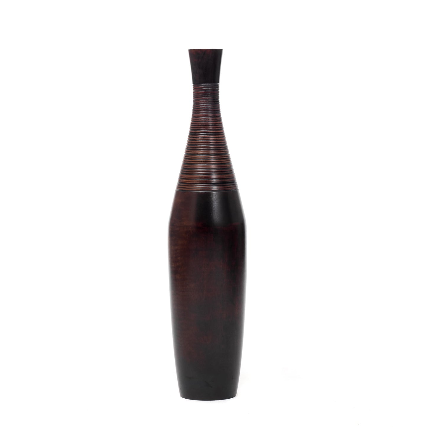 Grande vase de sol en bois de manguier – Pièce décorative artisanale de Thaïlande