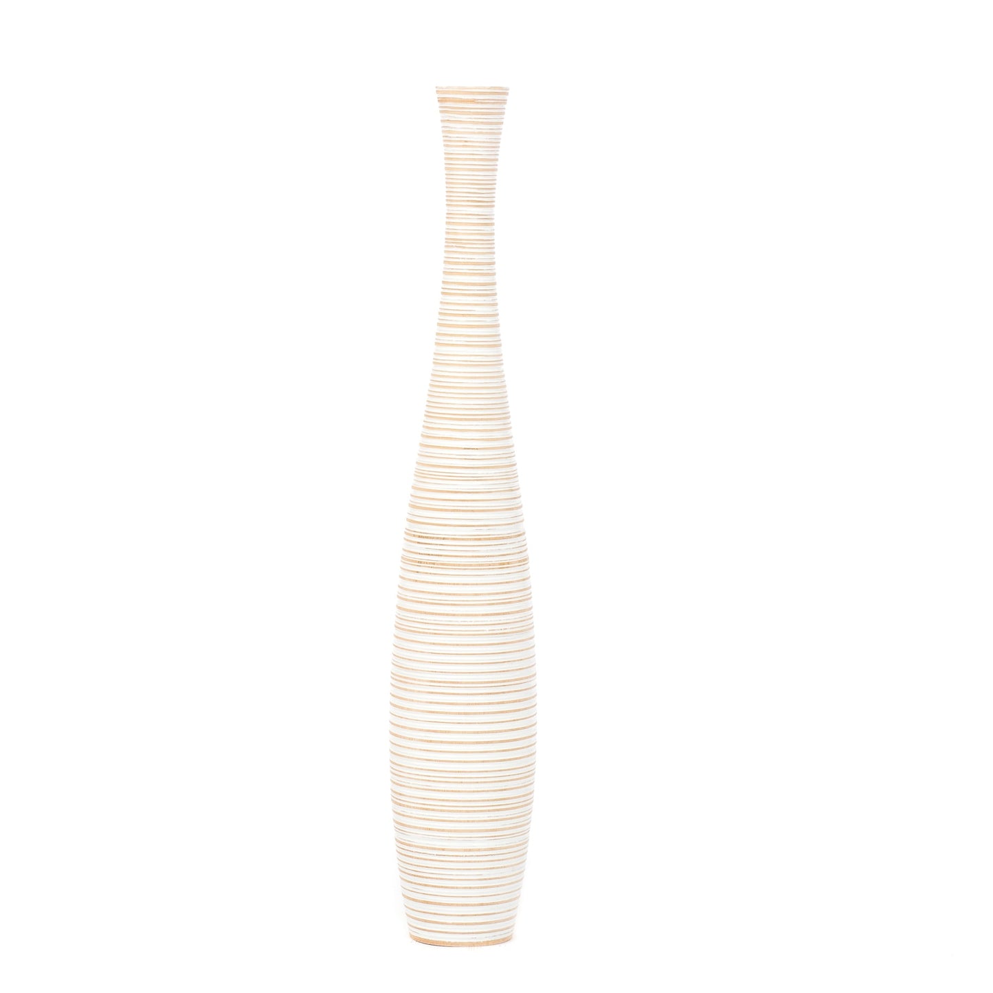 Grande vase de sol en bois de manguier – Pièce décorative artisanale de Thaïlande