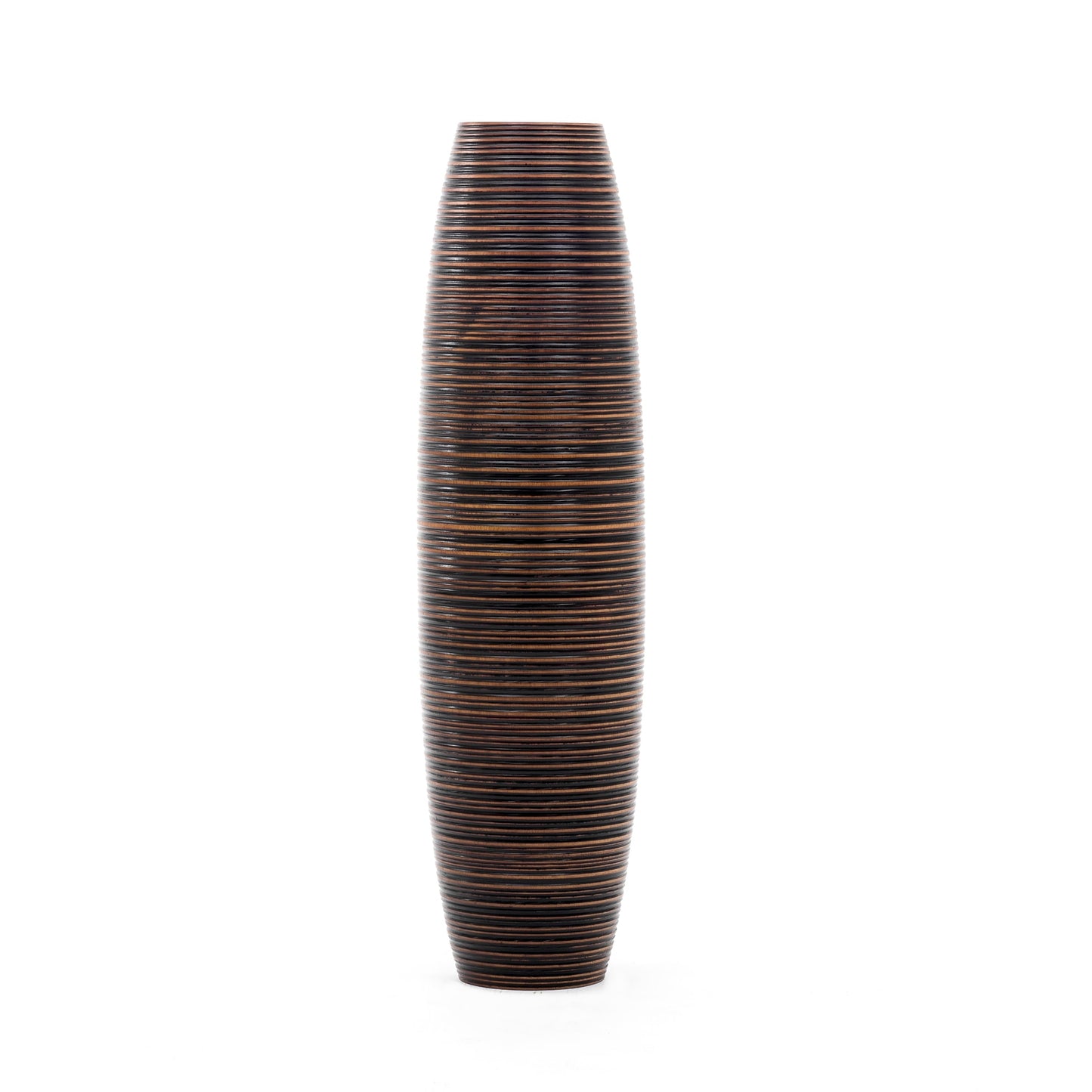Grande vase de sol en bois de manguier – Pièce décorative artisanale de Thaïlande