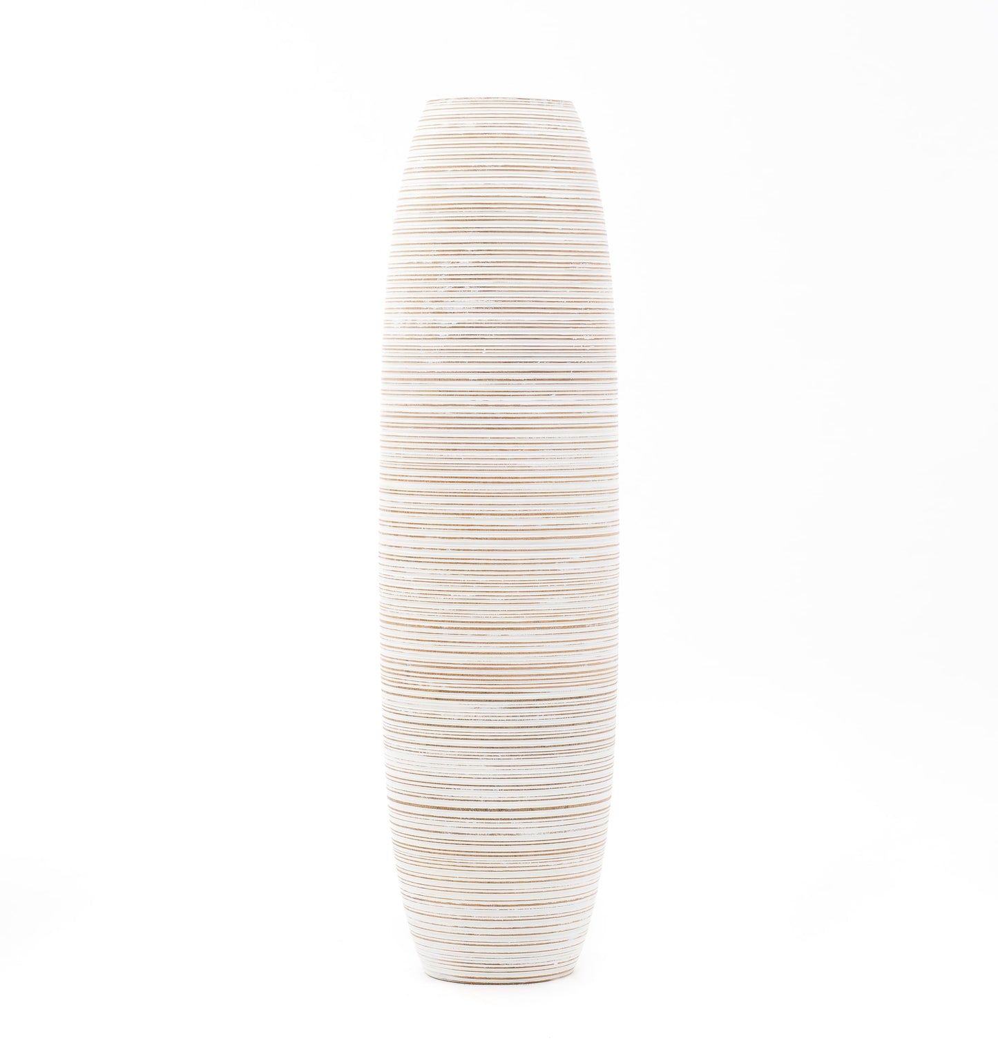 Grande vase de sol en bois de manguier – Pièce décorative artisanale de Thaïlande