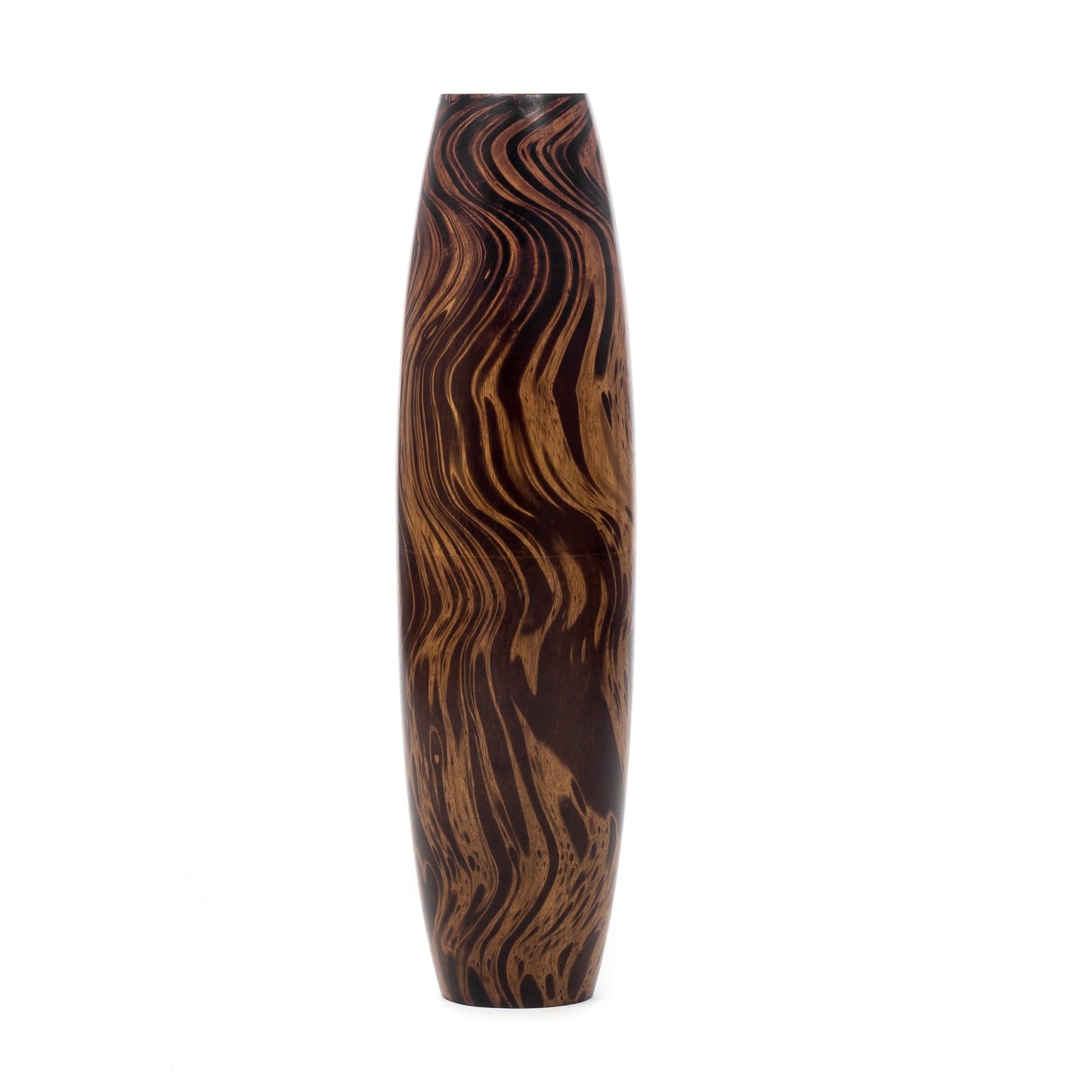 Grande vase de sol en bois de manguier – Pièce décorative artisanale de Thaïlande