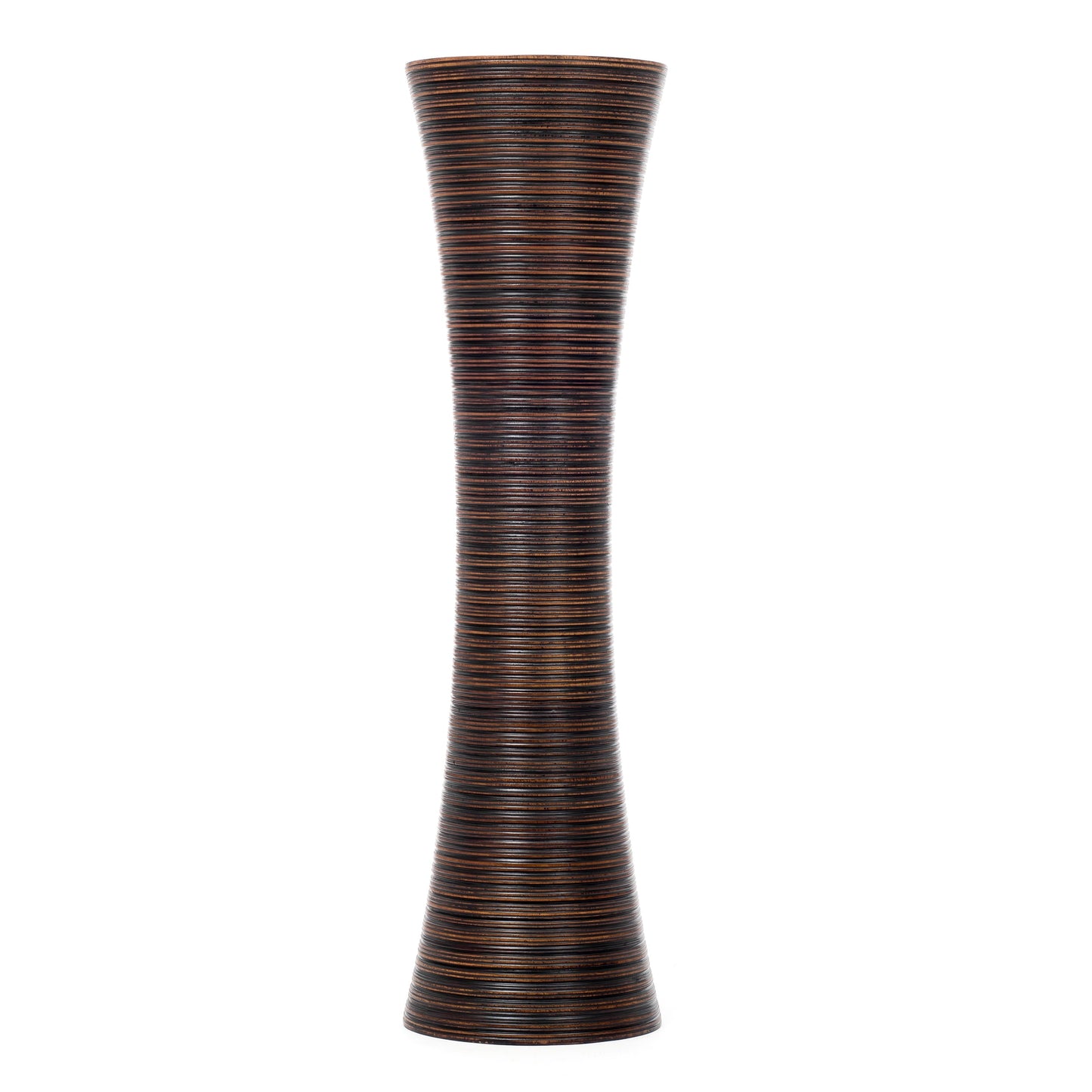 Grande vase de sol en bois de manguier – Pièce décorative artisanale de Thaïlande