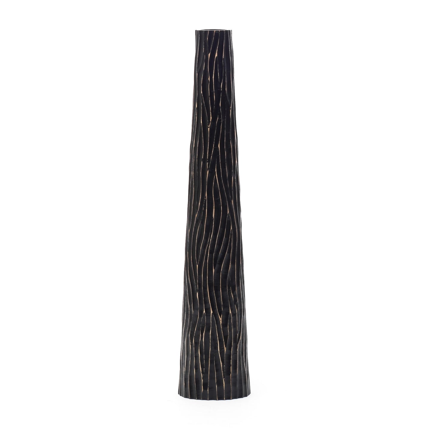 Grande vase de sol en bois de manguier – Pièce décorative artisanale de Thaïlande