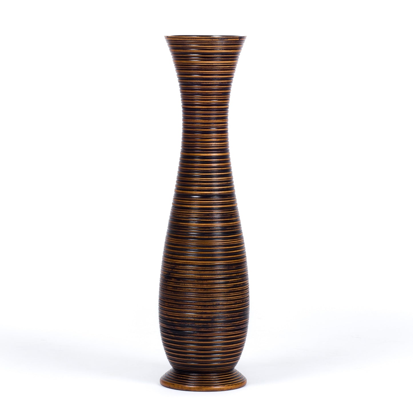 Grande vase de sol en bois de manguier – Pièce décorative artisanale de Thaïlande