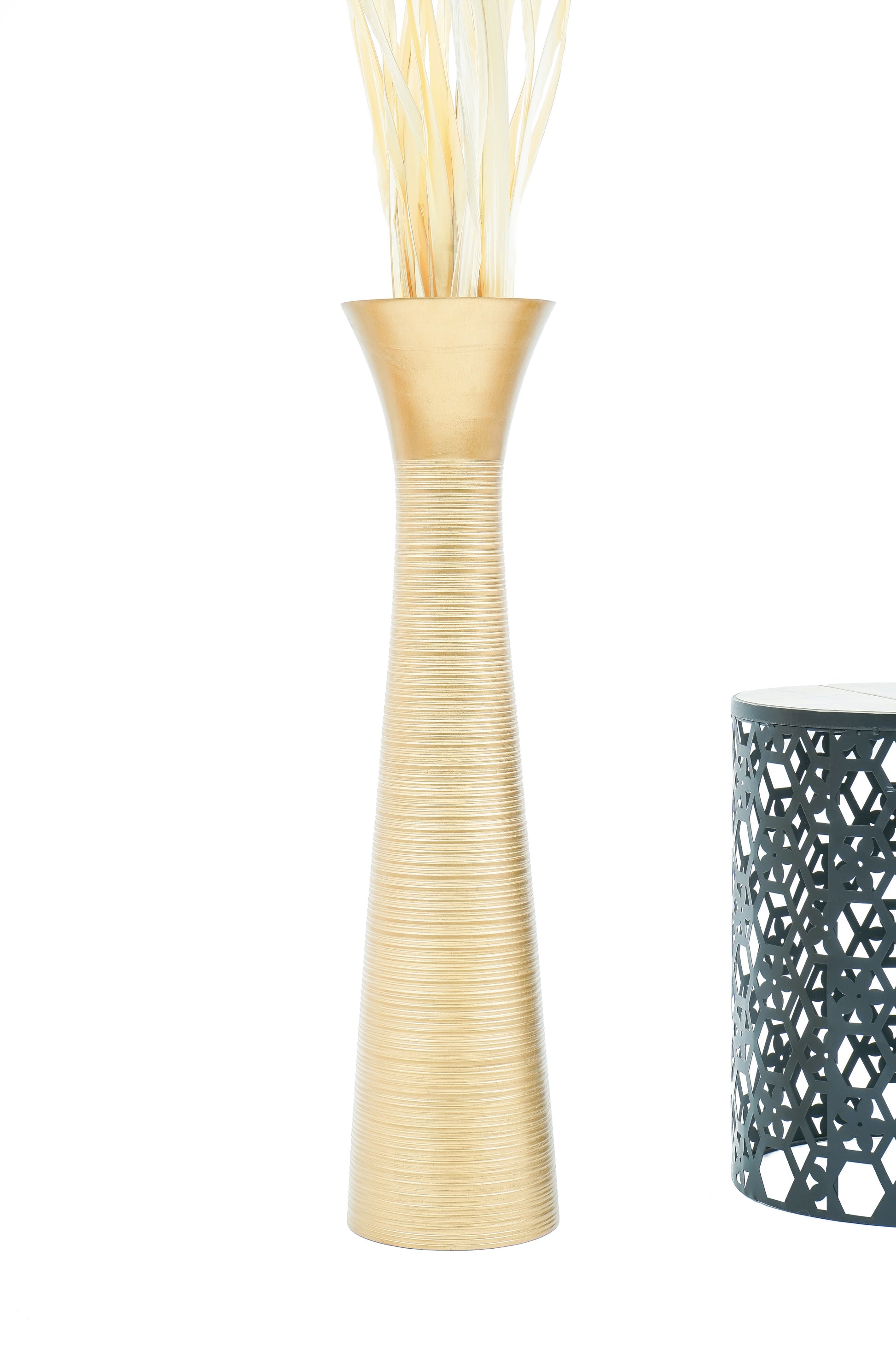 Large Mango Wood Floor Vase – Handcrafted Decorative Highlight from Thailand, 85 cm