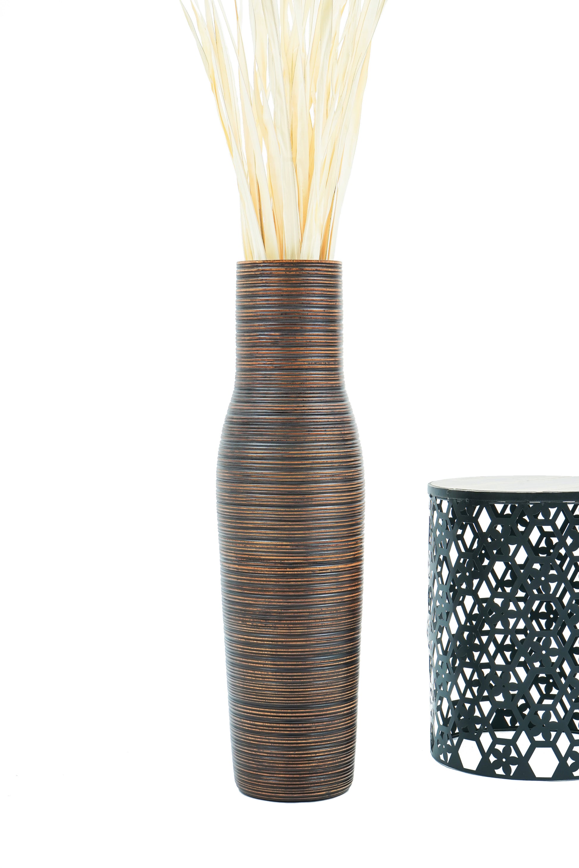 Large Mango Wood Floor Vase – Handcrafted Decorative Highlight from Thailand, 85 cm
