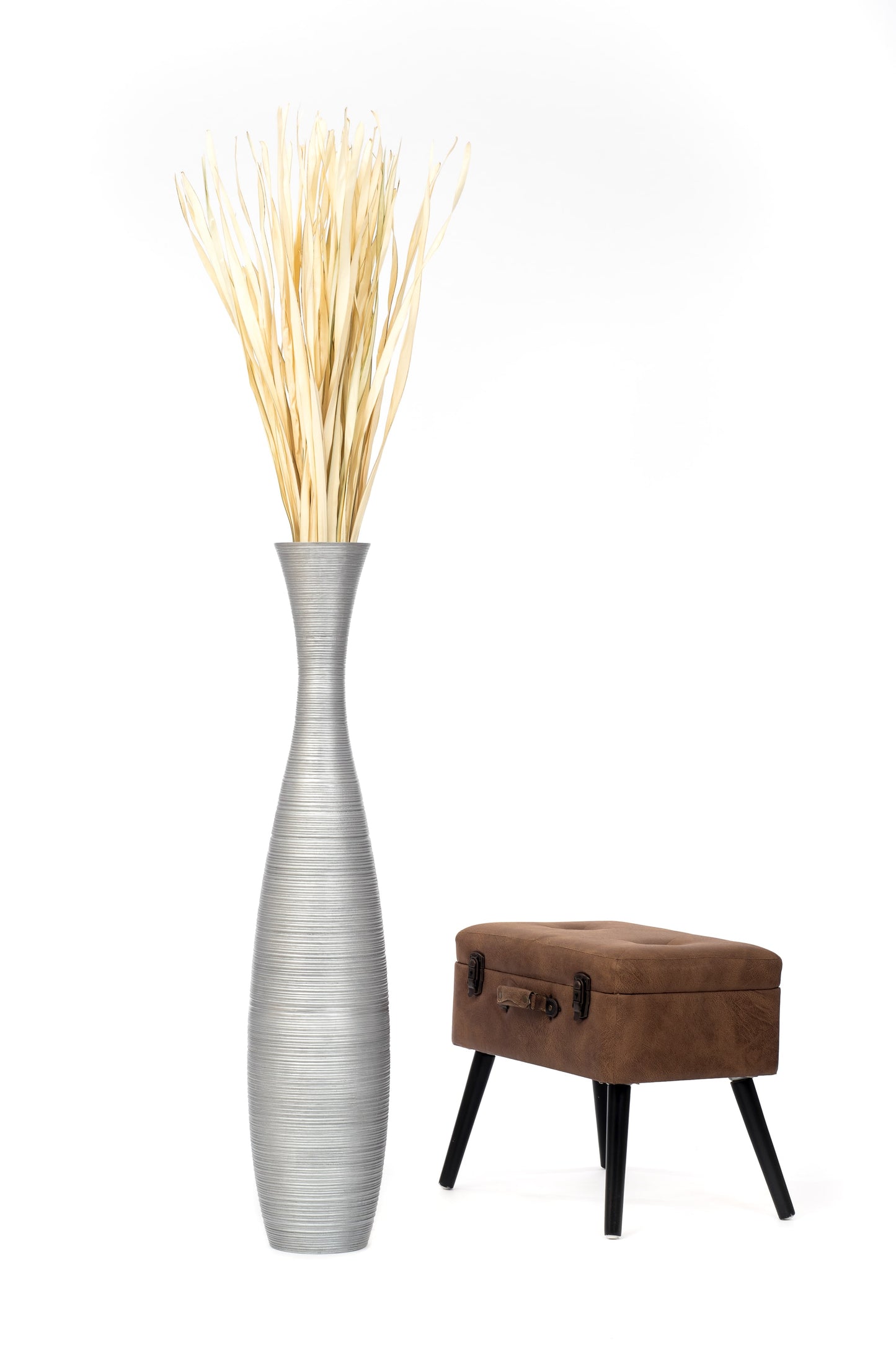 Large Mango Wood Floor Vase – Handcrafted Decorative Highlight from Thailand, 105 cm