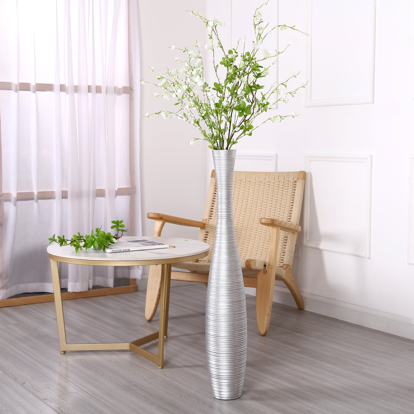 Large Resin Floor Vase – Stylish Waterproof Vase for Fresh & Dried Flowers, 85 cm