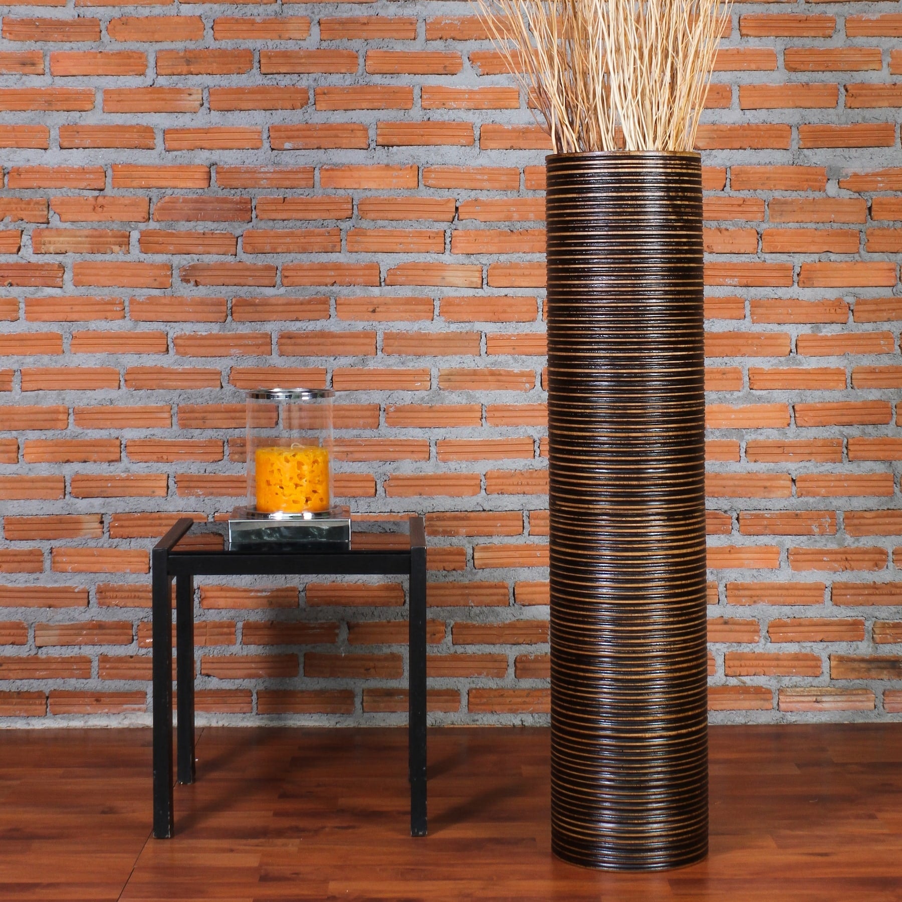 Large Mango Wood Floor Vase – Handcrafted Decorative Highlight from Thailand, 85 cm