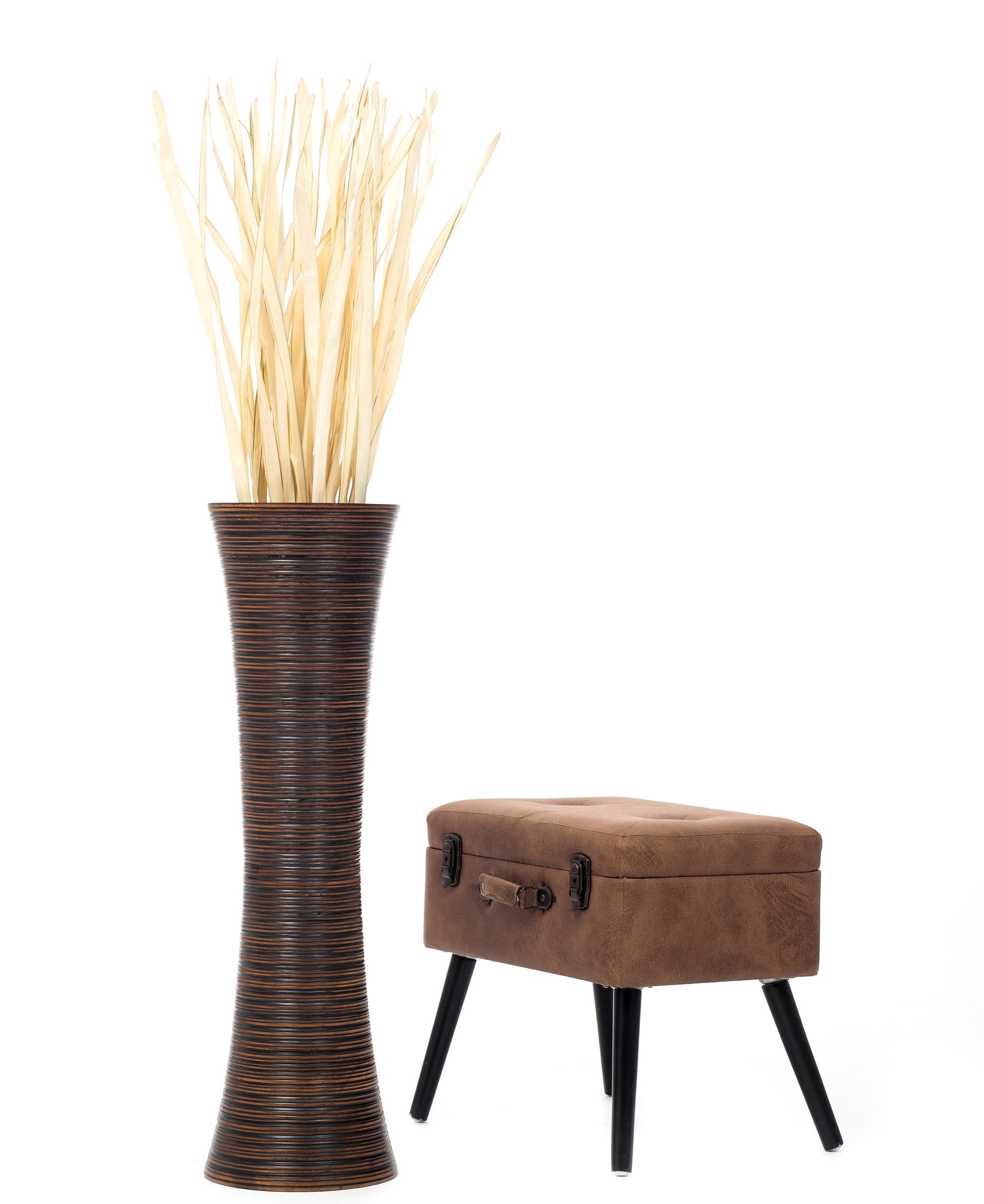 Large Mango Wood Floor Vase – Handcrafted Decorative Highlight from Thailand, 85 cm