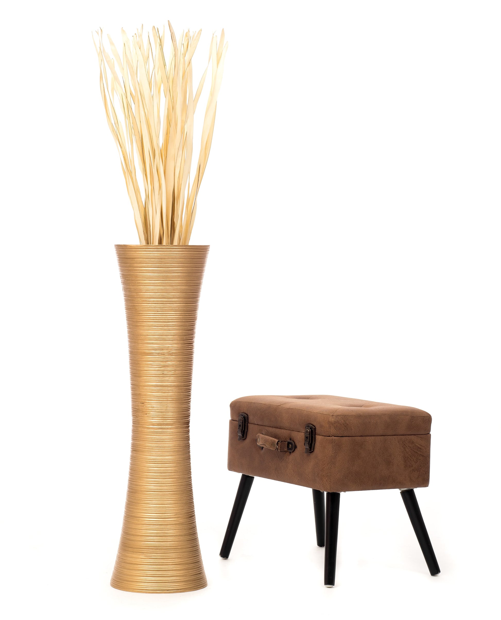 Large Mango Wood Floor Vase – Handcrafted Decorative Highlight from Thailand, 85 cm