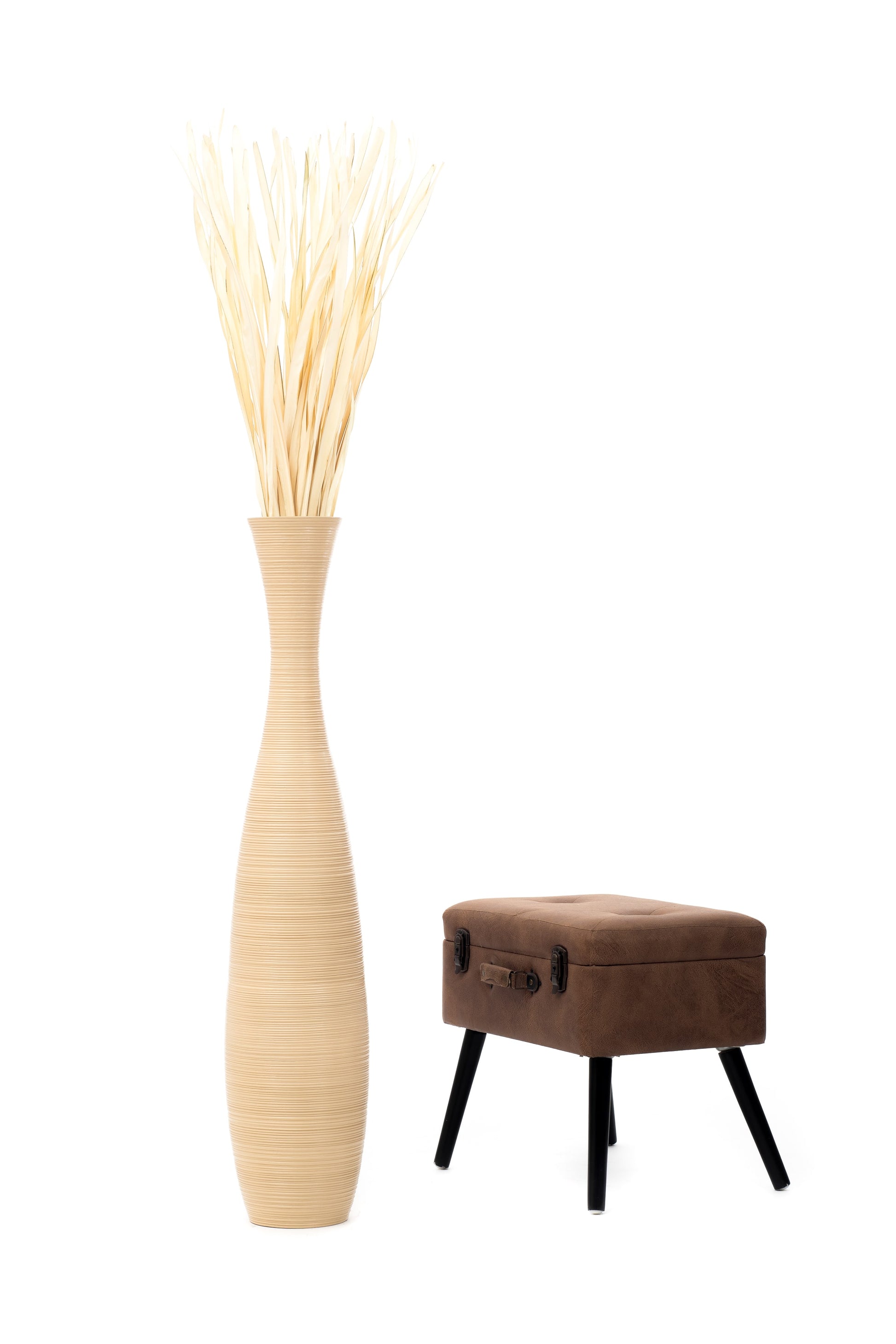 Large Mango Wood Floor Vase – Handcrafted Decorative Highlight from Thailand, 105 cm