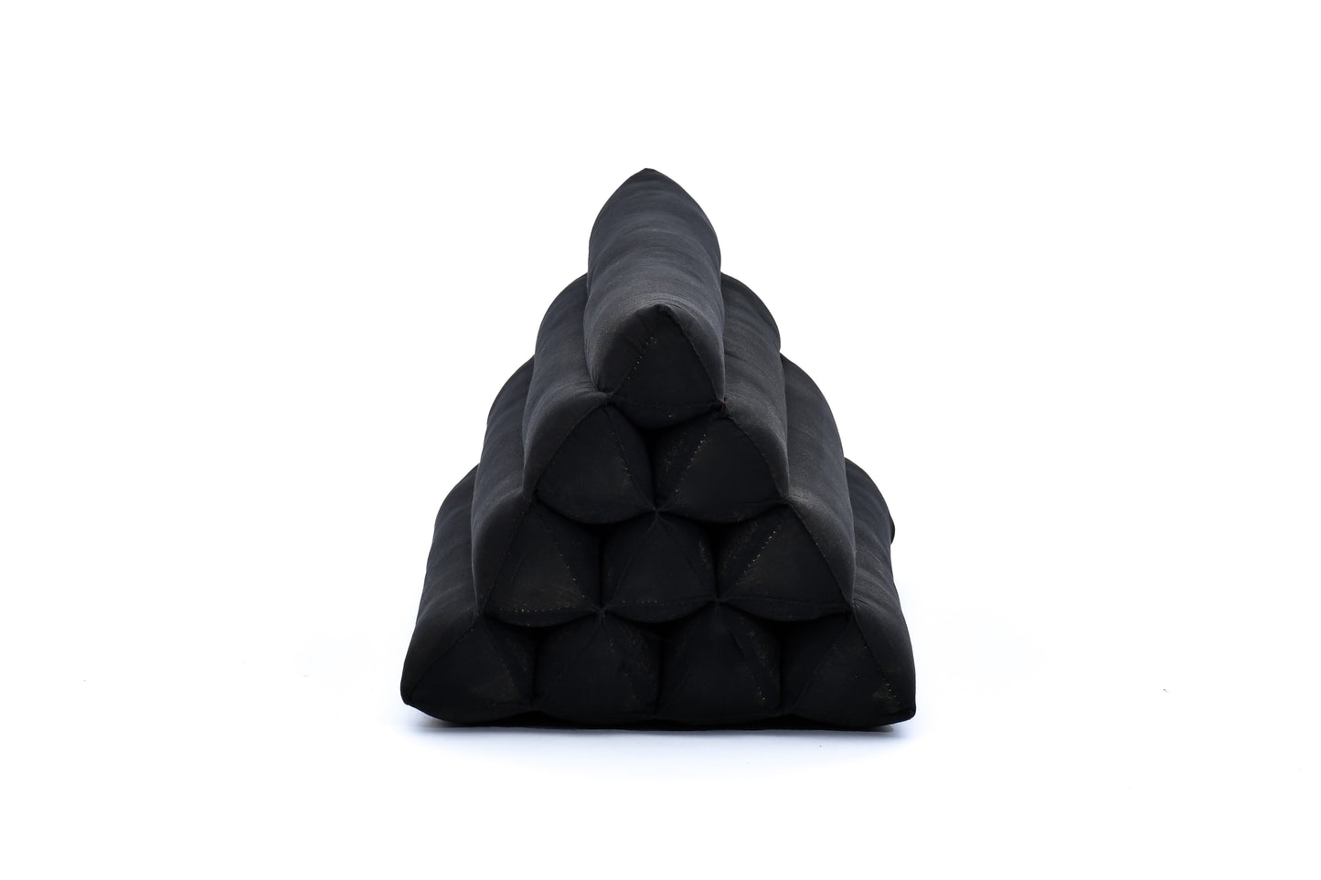 Triangular Kapok Backrest Cushion – Firm Thai Reading Pillow with Cotton Cover in Plain or Patterned Designs, Cl02 - Black, triangle cushion