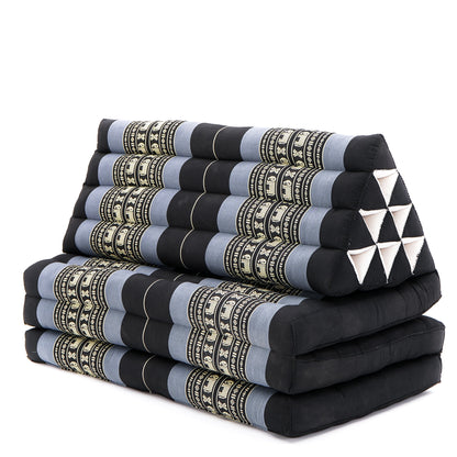 Thai Folding Mat with Triangle Cushion – Handmade Kapok Relax Mat for Sleeping, Reading & Lounging, Sf15 - Blue, 3 seating segments XL