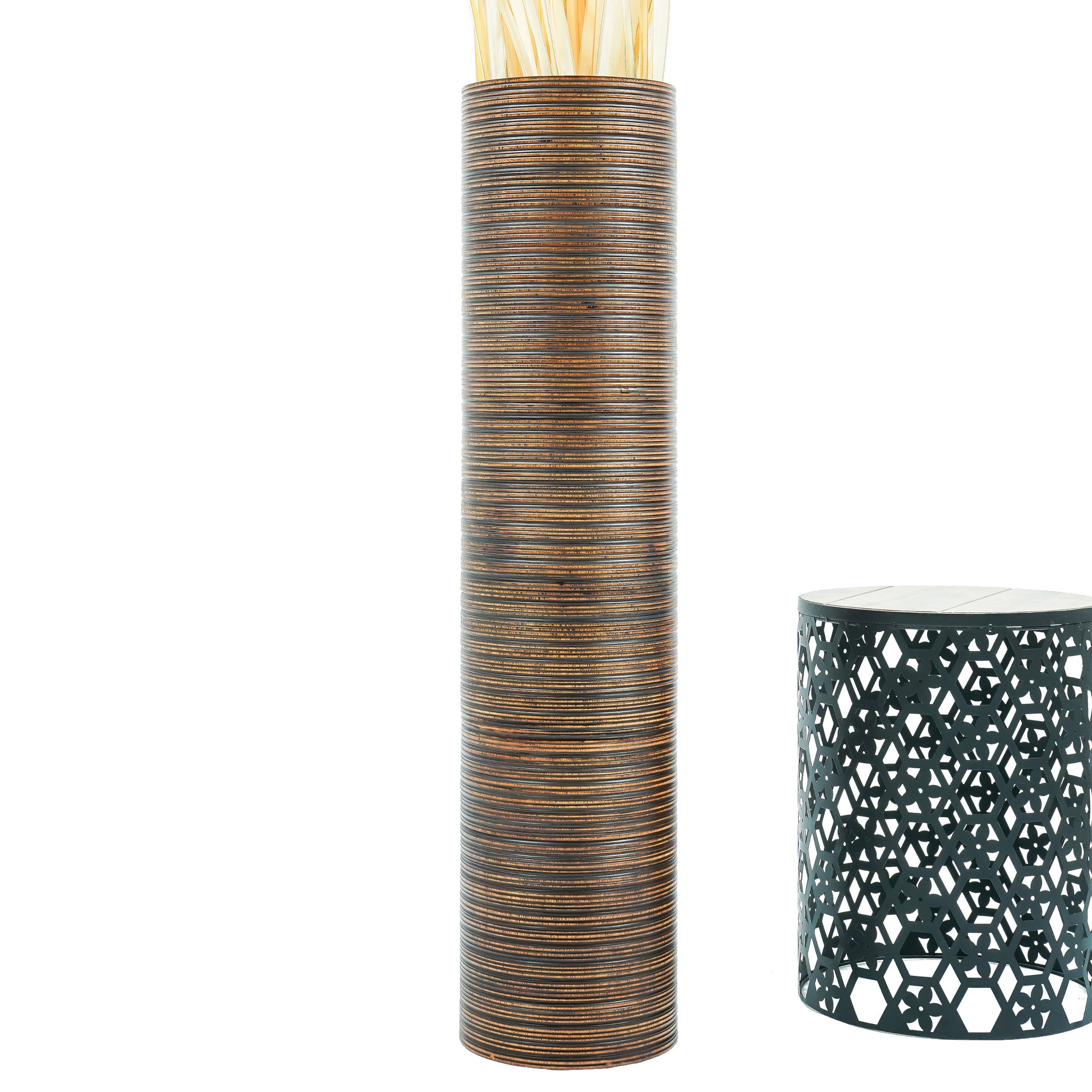 Large Mango Wood Floor Vase – Handcrafted Decorative Highlight from Thailand, brown, 105 cm