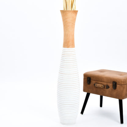 Large Mango Wood Floor Vase – Handcrafted Decorative Highlight from Thailand, 105 cm