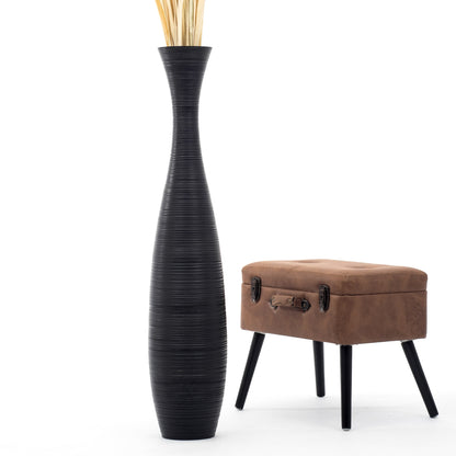 Large Mango Wood Floor Vase – Handcrafted Decorative Highlight from Thailand, 105 cm