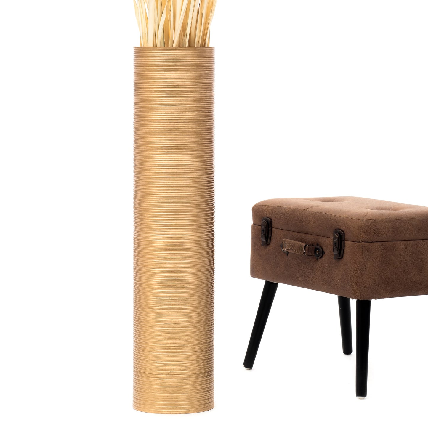 Large Mango Wood Floor Vase – Handcrafted Decorative Highlight from Thailand, 85 cm