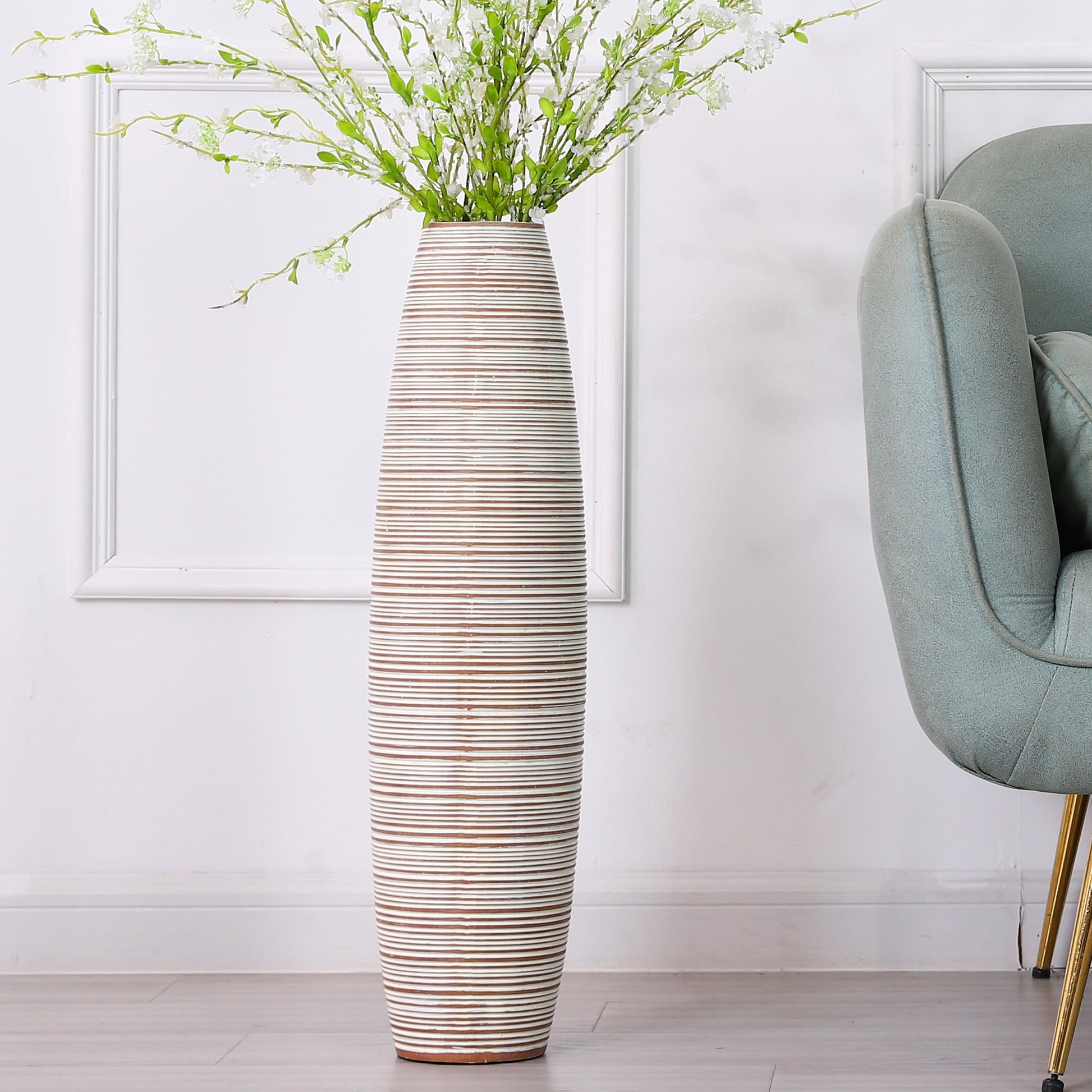 Large Resin Floor Vase – Stylish Waterproof Vase for Fresh & Dried Flowers, 65 cm