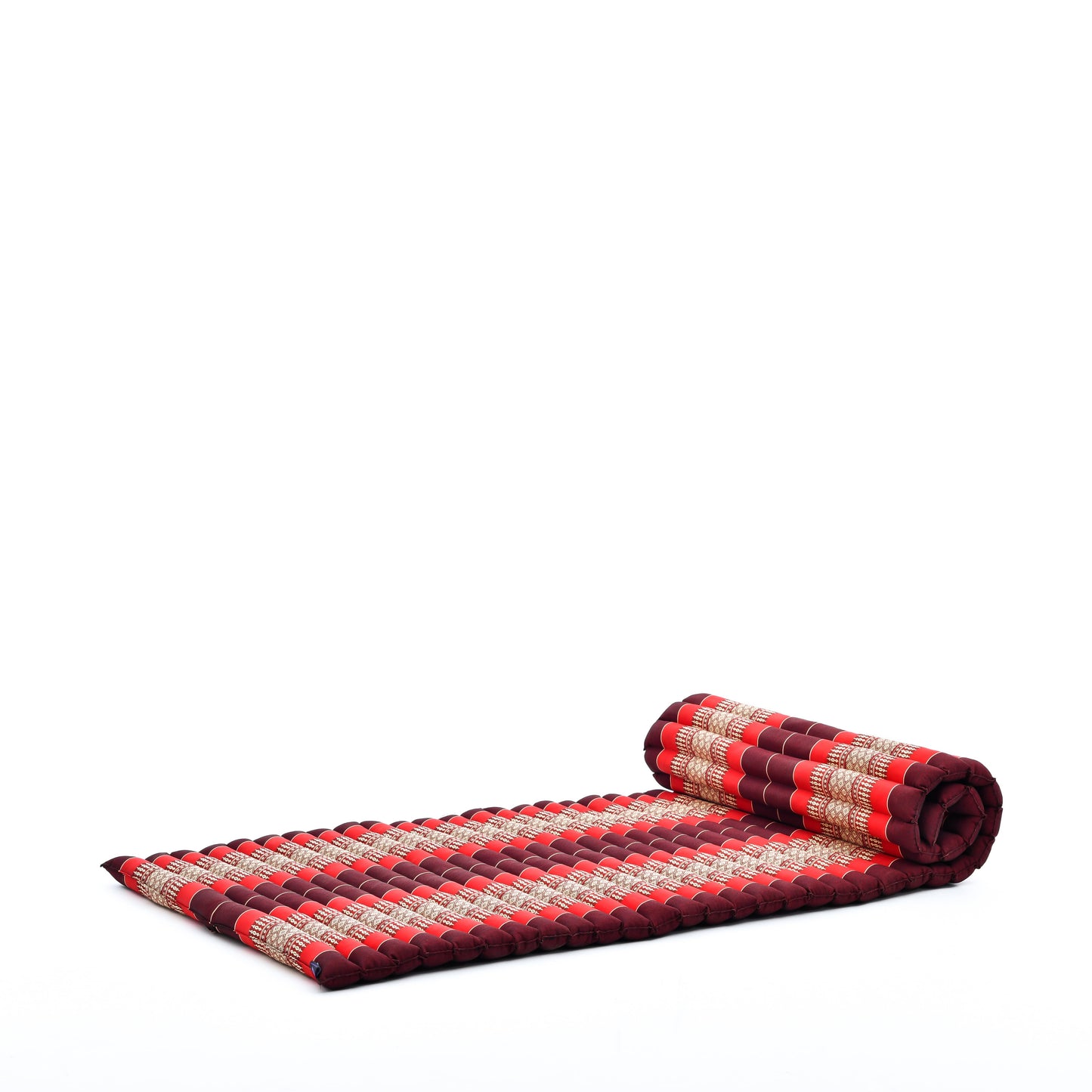 Kapok Roll-Up Mattress – Foldable Sleeping & Relax Mat with Cotton Cover for Home & Outdoor Use, Sf24 - Red, Brown, M: 190x70 cm