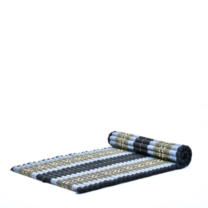 Kapok Roll-Up Mattress – Foldable Sleeping & Relax Mat with Cotton Cover for Home & Outdoor Use, Sf15 - Blue, L: 190x100 cm