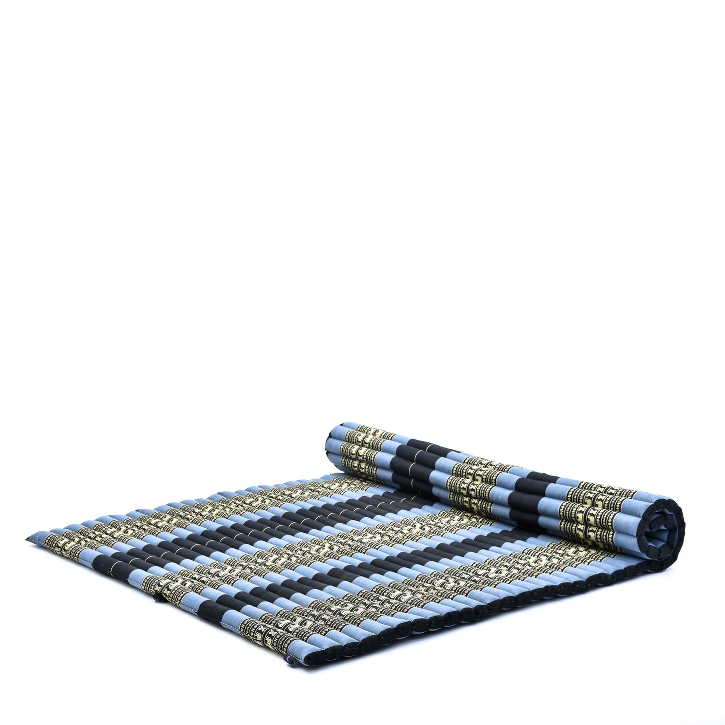 Kapok Roll-Up Mattress – Foldable Sleeping & Relax Mat with Cotton Cover for Home & Outdoor Use, Sf15 - Blue, XL: 190x145 cm