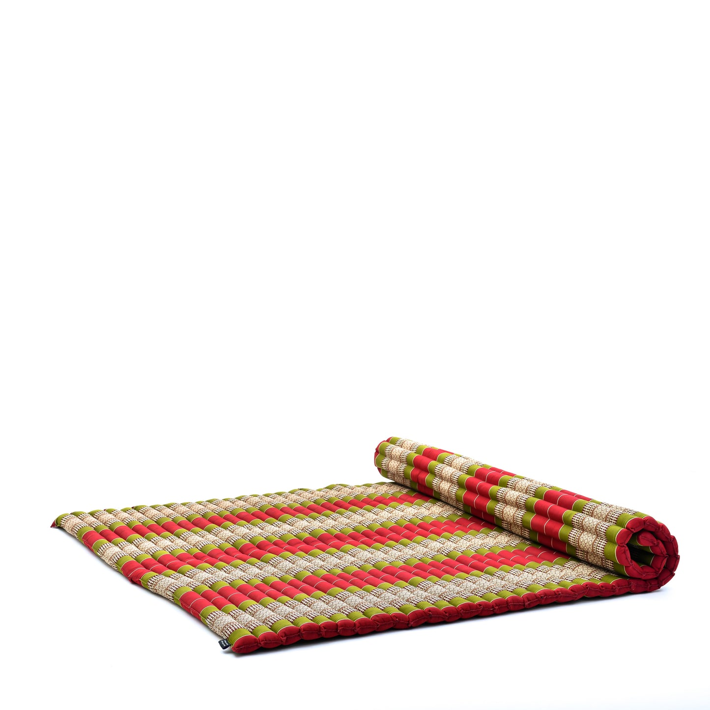 Kapok Roll-Up Mattress – Foldable Sleeping & Relax Mat with Cotton Cover for Home & Outdoor Use, Sf11 - Red, Green, XL: 190x145 cm