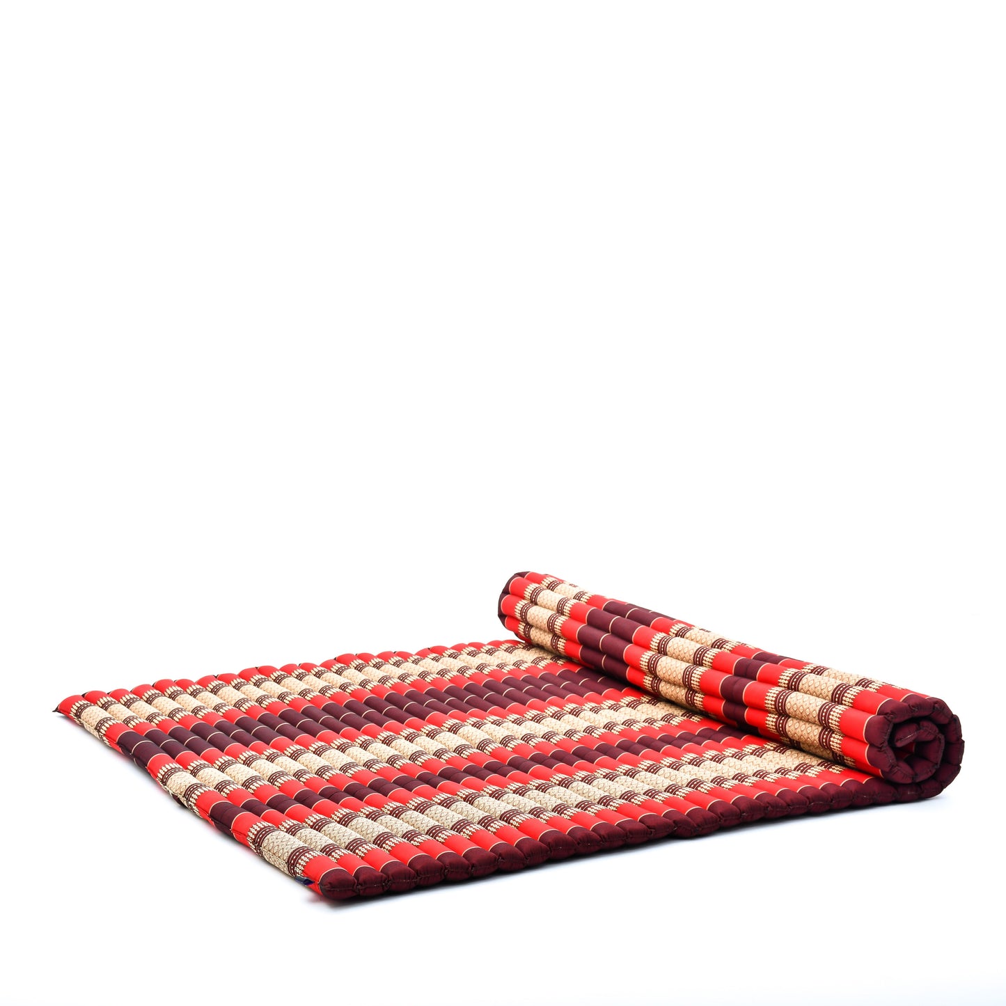 Kapok Roll-Up Mattress – Foldable Sleeping & Relax Mat with Cotton Cover for Home & Outdoor Use, Sf24 - Red, Brown, XL: 190x145 cm