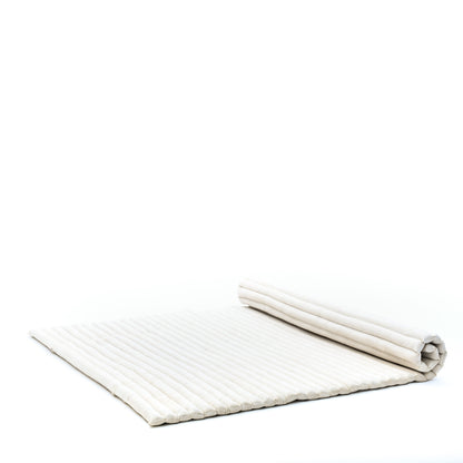 Kapok Roll-Up Mattress – Foldable Sleeping & Relax Mat with Cotton Cover for Home & Outdoor Use, Cl01 - Ecru, XL: 190x145 cm