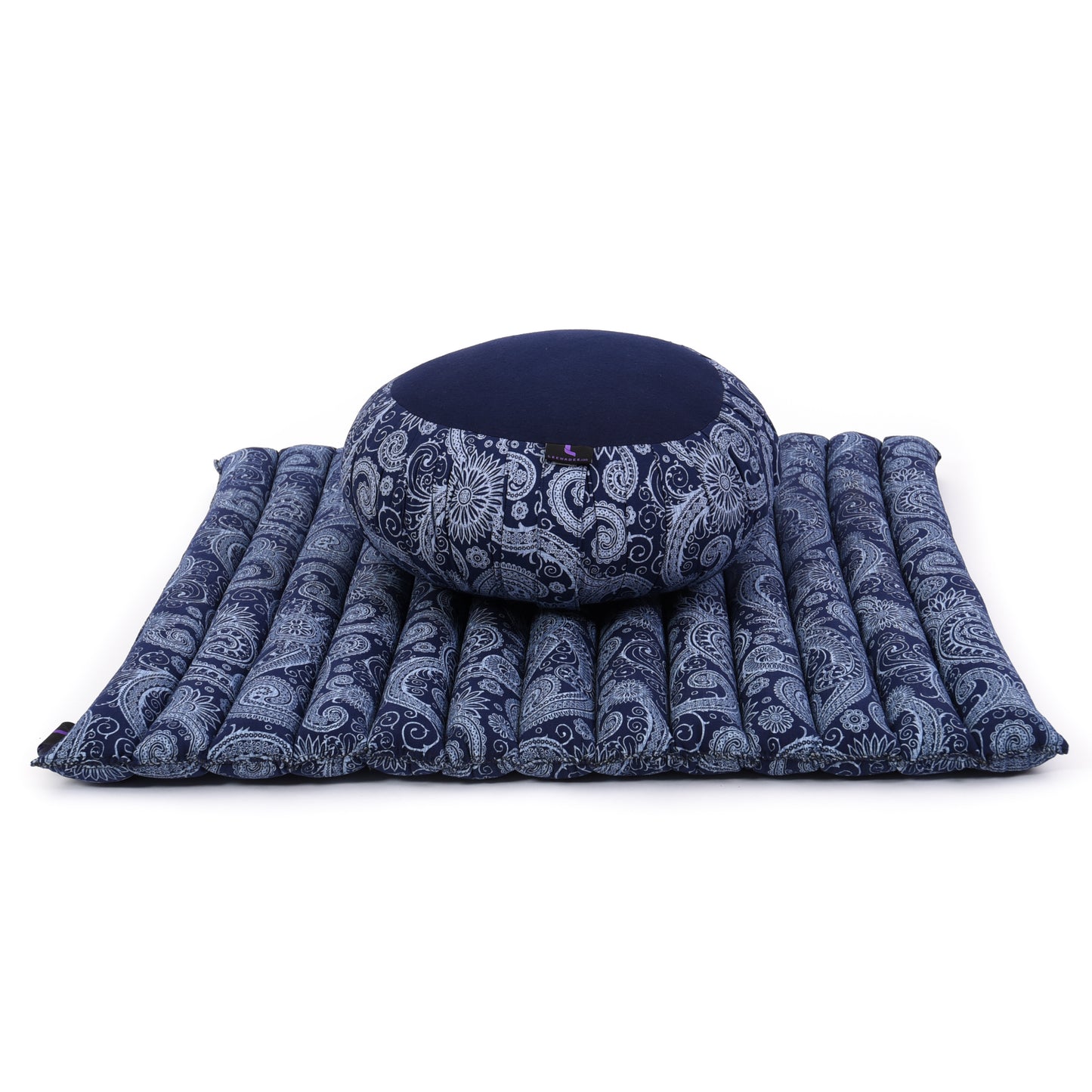 Kapok Meditation Cushion Set – Zabuton Mat & Zafu Seat Cushion with Cotton Cover, Cbt1 - Blue