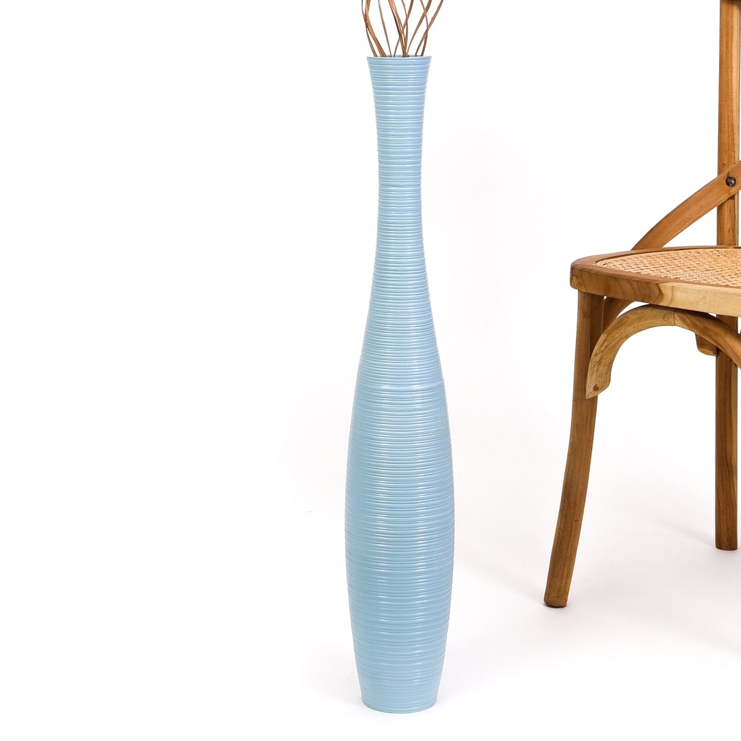 Large Mango Wood Floor Vase – Handcrafted Decorative Highlight from Thailand, 65 cm