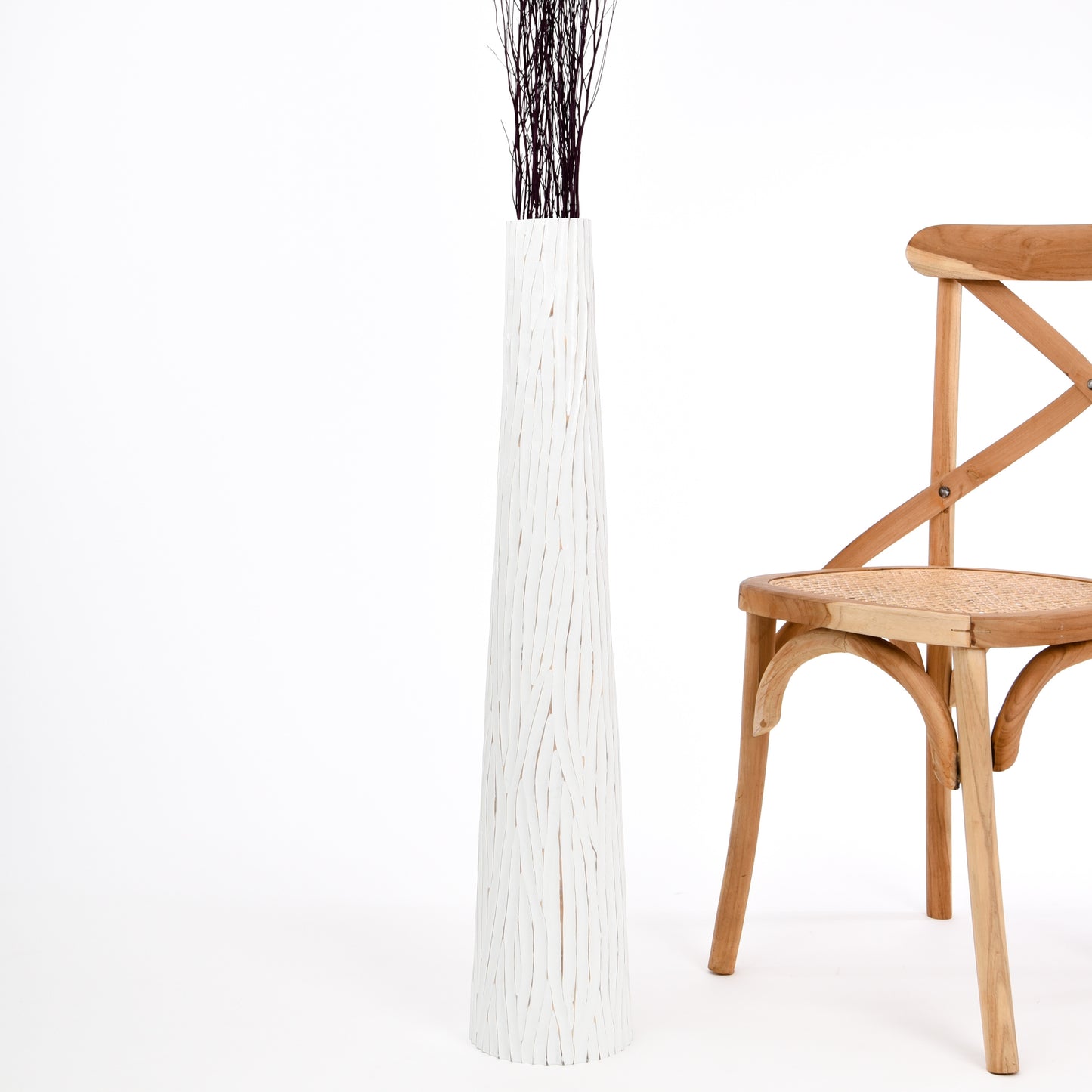 Large Mango Wood Floor Vase – Handcrafted Decorative Highlight from Thailand, 85 cm