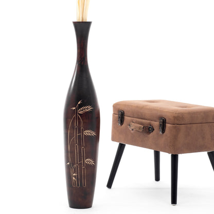 Large Mango Wood Floor Vase – Handcrafted Decorative Highlight from Thailand, 85 cm