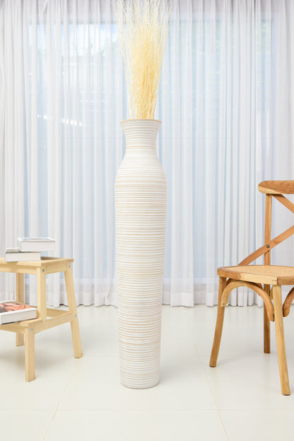 Large Mango Wood Floor Vase – Handcrafted Decorative Highlight from Thailand, 105 cm