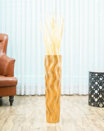 Large Mango Wood Floor Vase – Handcrafted Decorative Highlight from Thailand, 65 cm