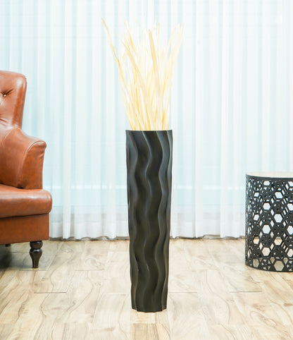 Large Mango Wood Floor Vase – Handcrafted Decorative Highlight from Thailand, 65 cm