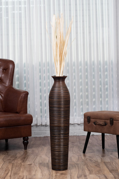 Large Mango Wood Floor Vase – Handcrafted Decorative Highlight from Thailand, 85 cm