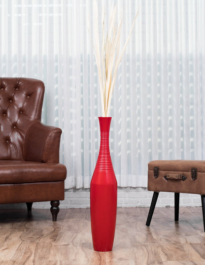 Large Mango Wood Floor Vase – Handcrafted Decorative Highlight from Thailand, 65 cm