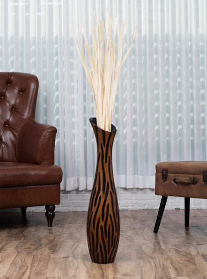 Large Mango Wood Floor Vase – Handcrafted Decorative Highlight from Thailand, 65 cm