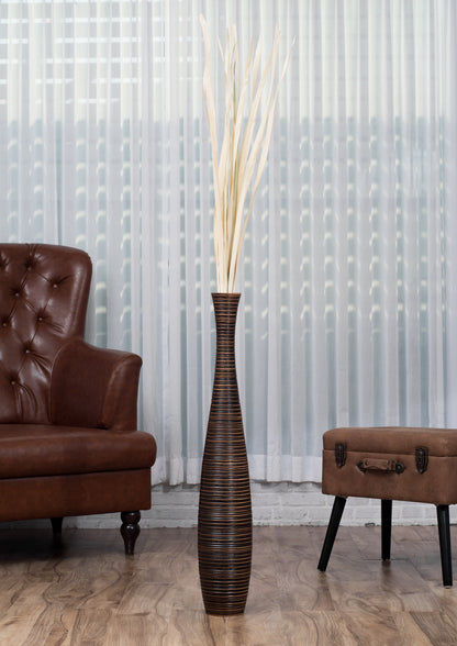 Large Mango Wood Floor Vase – Handcrafted Decorative Highlight from Thailand, 85 cm
