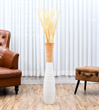 Large Mango Wood Floor Vase – Handcrafted Decorative Highlight from Thailand, 85 cm