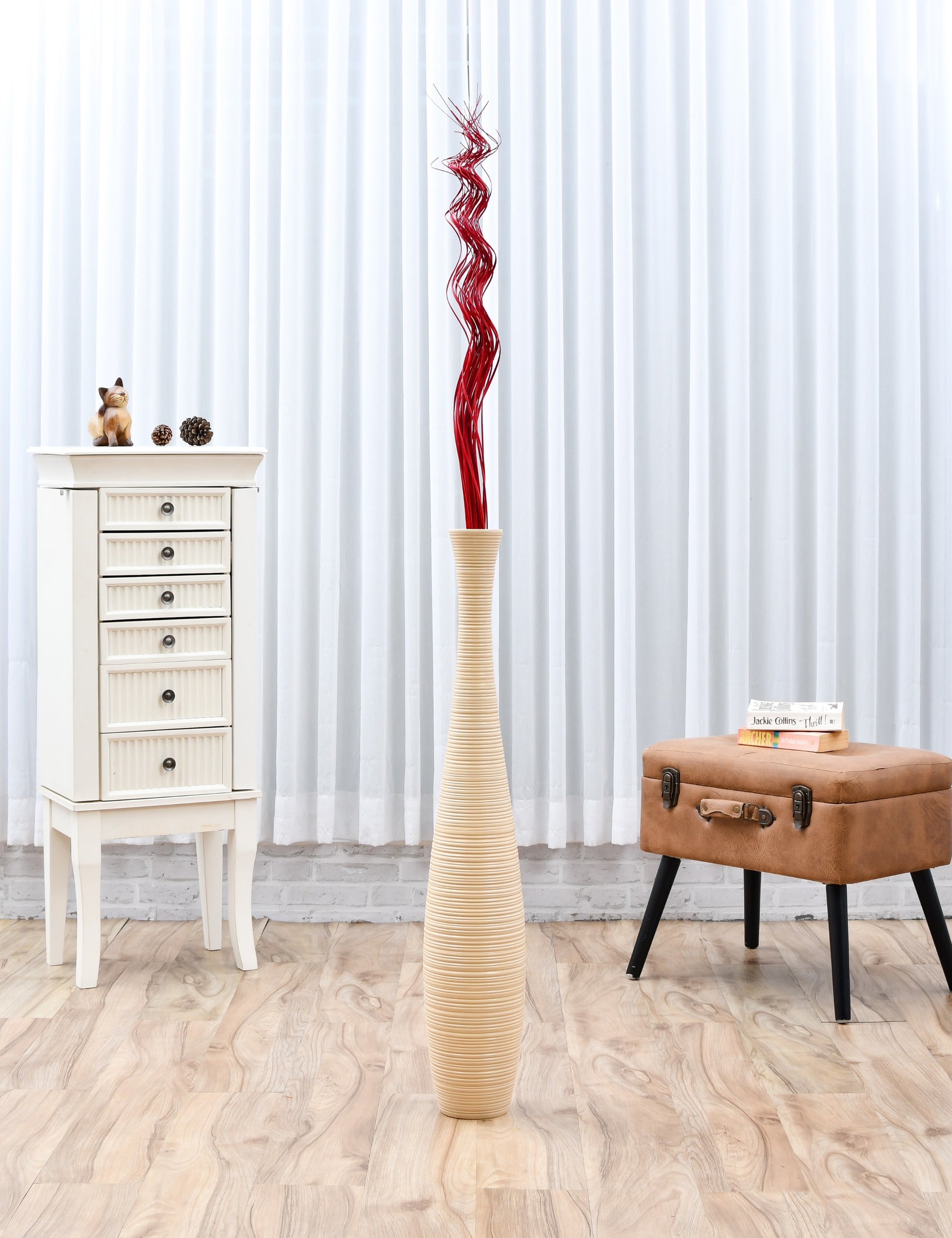 2-Pack Rattan Sticks for Floor Vases – Natural Decorative Twigs ( 8 per Bundle), red, Branches