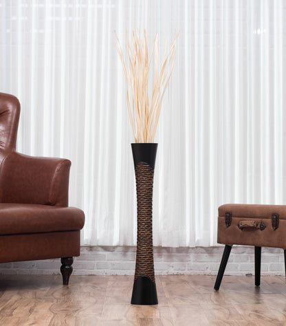 Large Mango Wood Floor Vase – Handcrafted Decorative Highlight from Thailand, 85 cm