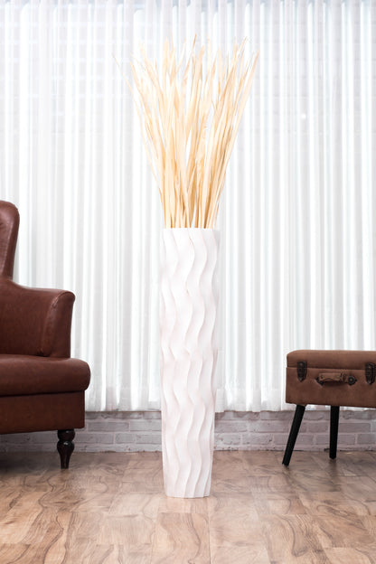 Large Mango Wood Floor Vase – Handcrafted Decorative Highlight from Thailand, 85 cm