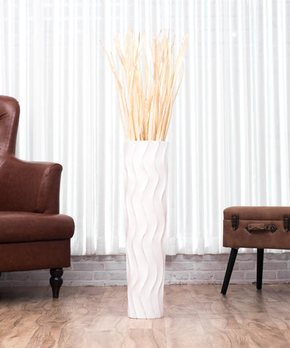 Large Mango Wood Floor Vase – Handcrafted Decorative Highlight from Thailand, 65 cm