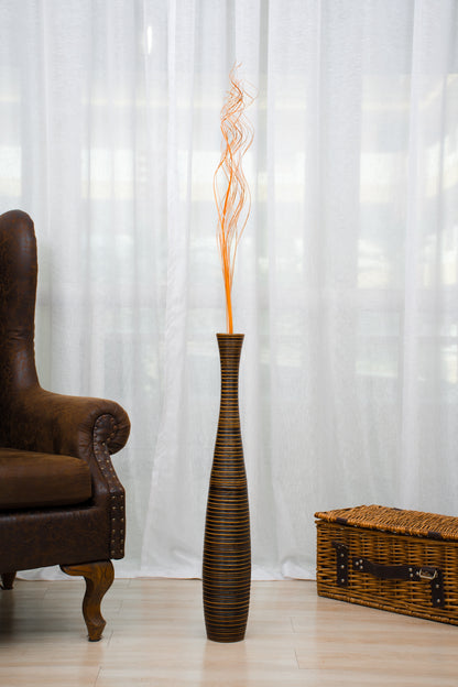 Large Mango Wood Floor Vase – Handcrafted Decorative Highlight from Thailand, 65 cm