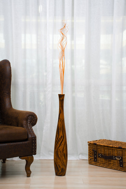 Large Mango Wood Floor Vase – Handcrafted Decorative Highlight from Thailand, 65 cm