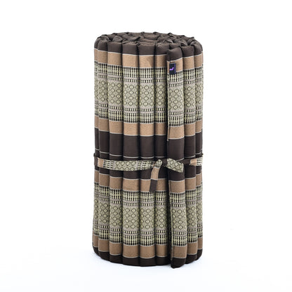 Kapok Roll-Up Mattress – Foldable Sleeping & Relax Mat with Cotton Cover for Home & Outdoor Use, Sf10 - Brown, M: 190x70 cm