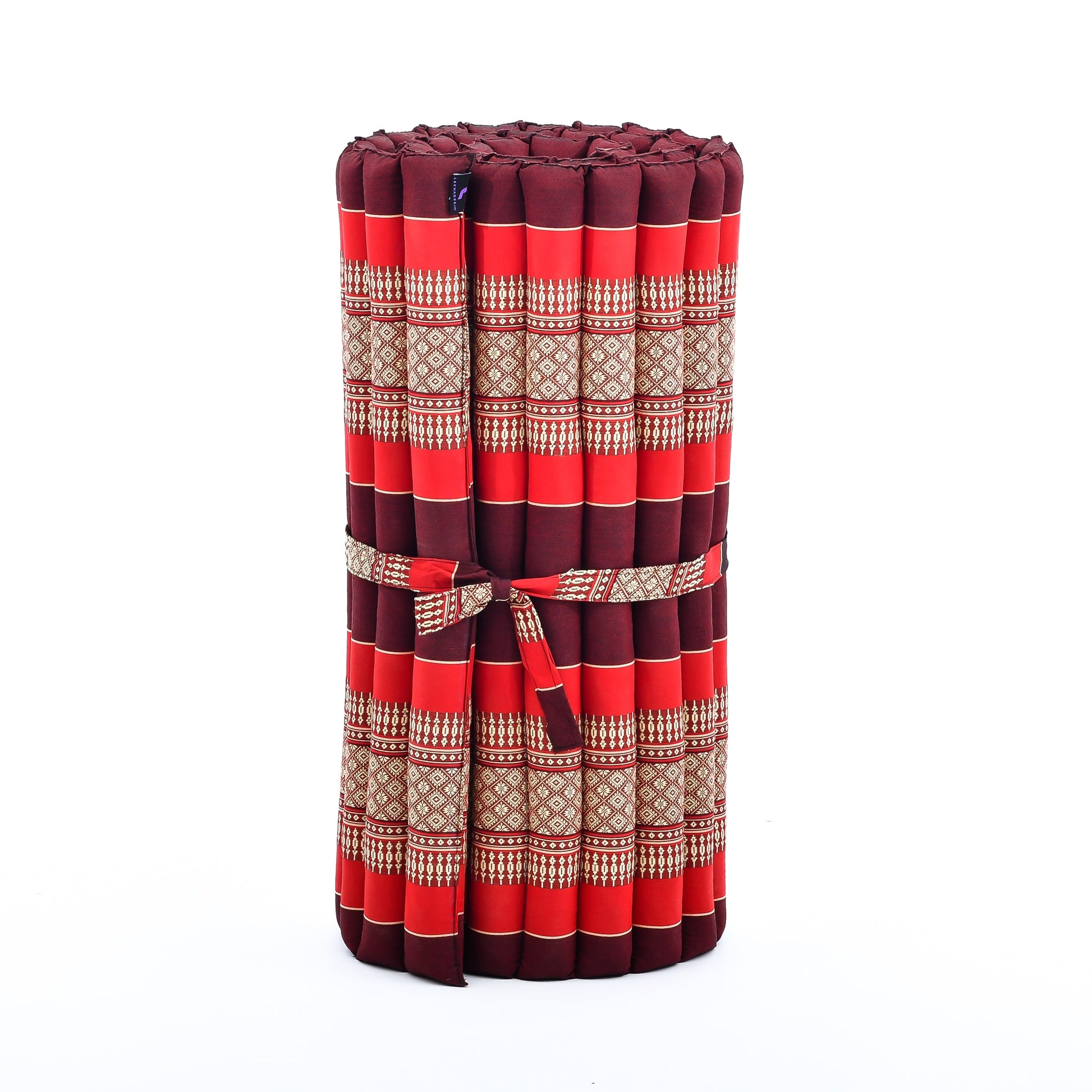 Kapok Roll-Up Mattress – Foldable Sleeping & Relax Mat with Cotton Cover for Home & Outdoor Use, Sf24 - Red, Brown, M: 190x70 cm